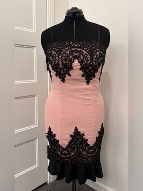 Pink and Black Lace Dress